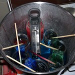 A pot full of dyes. A pot full of dyes.