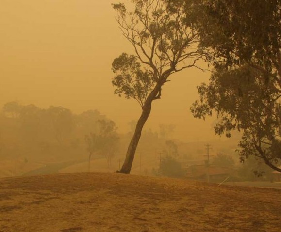 Smoke haze from distant bushfires, January 23, 2003.